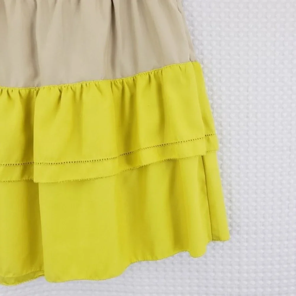 Banana Republic Skirt Tiered Ruffle Skirt Yellow Tan size 0 Preppy Boho